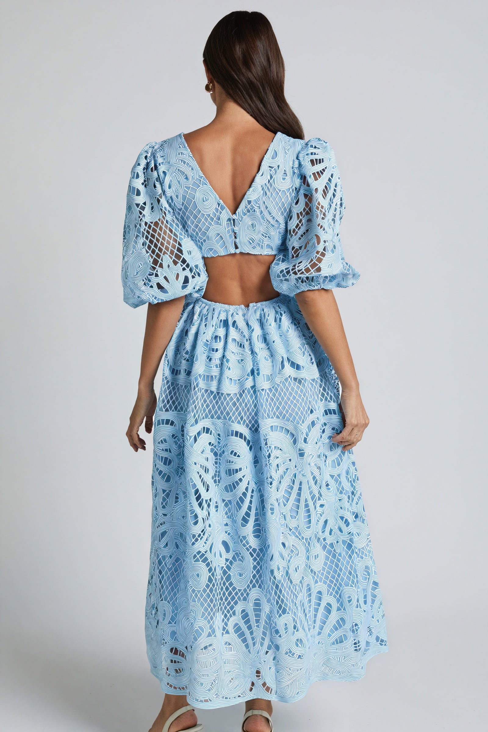 Cut-Out Midi Dress - Plunging Neckline