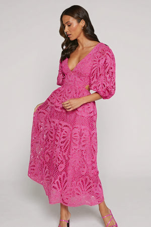 Cut-Out Midi Dress - Plunging Neckline