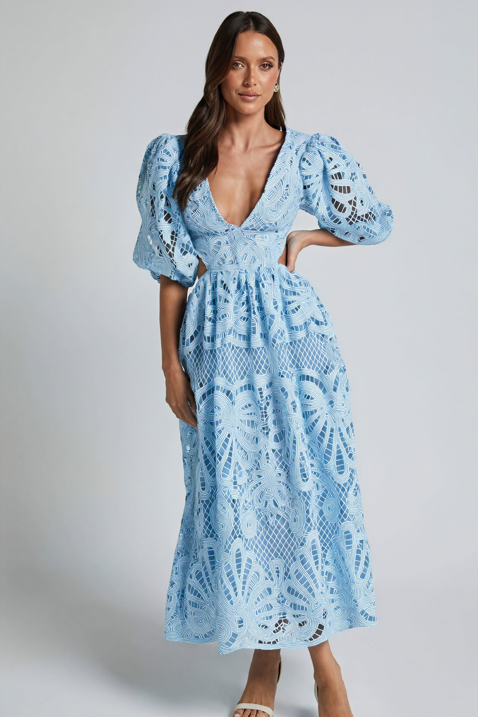 Cut-Out Midi Dress - Plunging Neckline