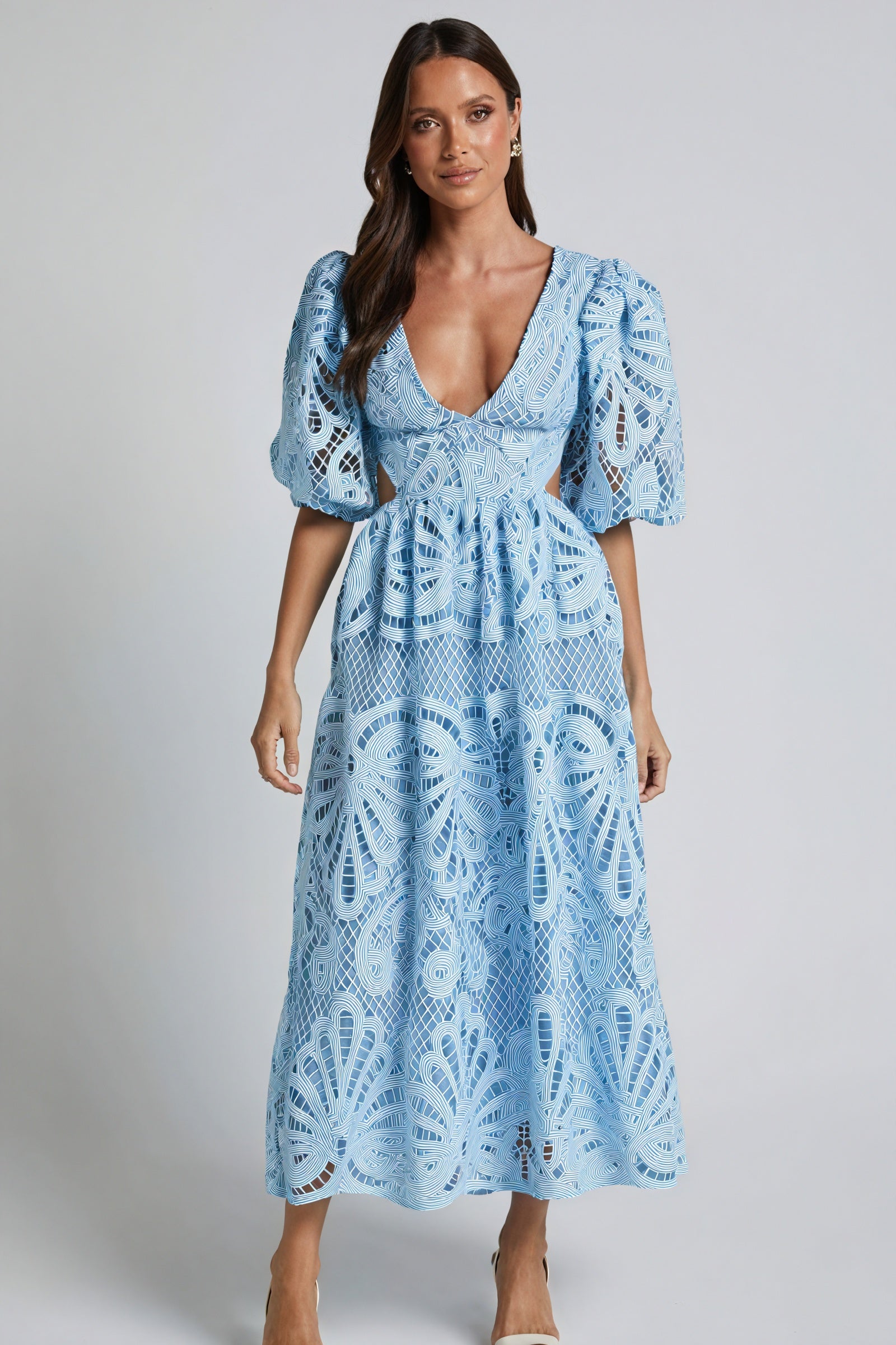 Cut-Out Midi Dress - Plunging Neckline