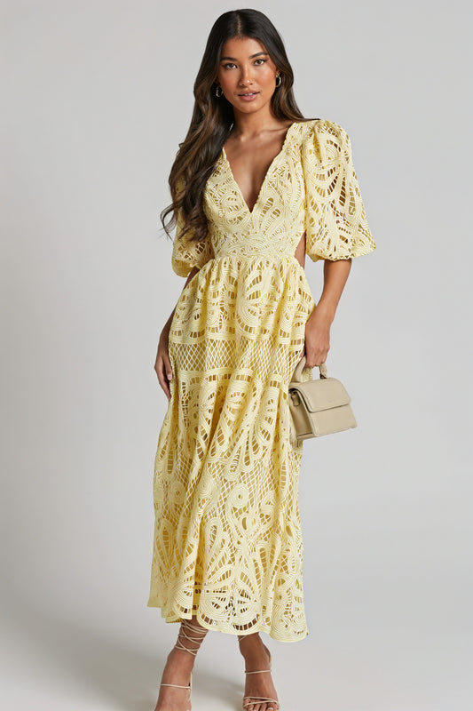 Cut-Out Midi Dress - Plunging Neckline