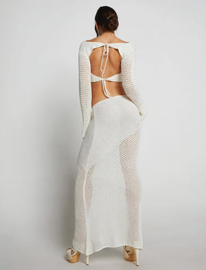 Crochet Knit Set - Keyhole Detail, Asymmetrical Skirt
