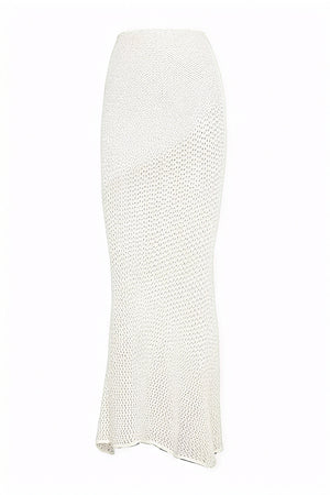 Crochet Knit Set - Keyhole Detail, Asymmetrical Skirt