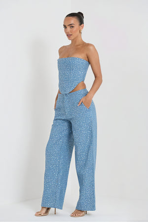 Sequin Bandeau & Wide-Leg Trouser Set