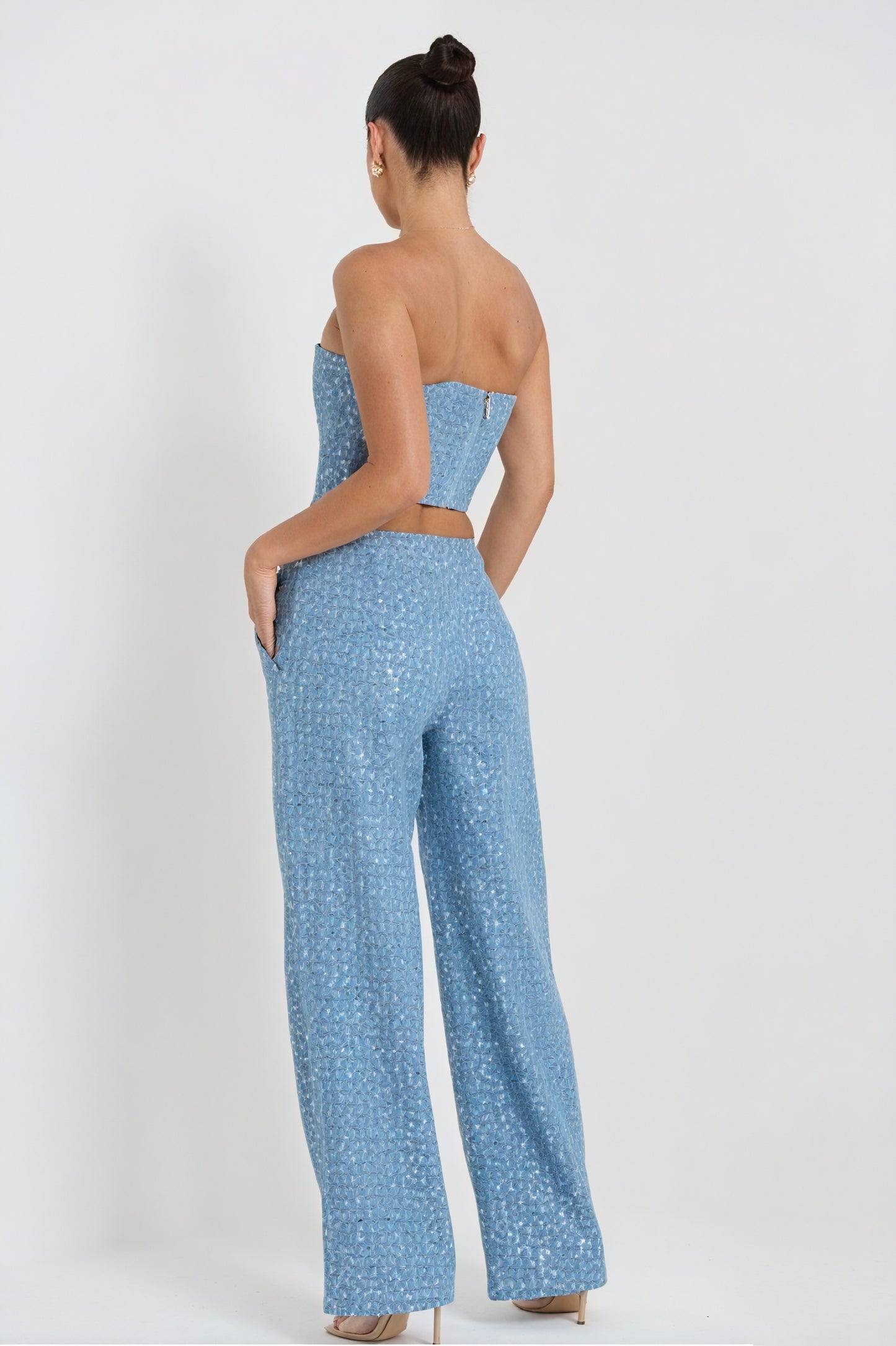 Sequin Bandeau & Wide-Leg Trouser Set