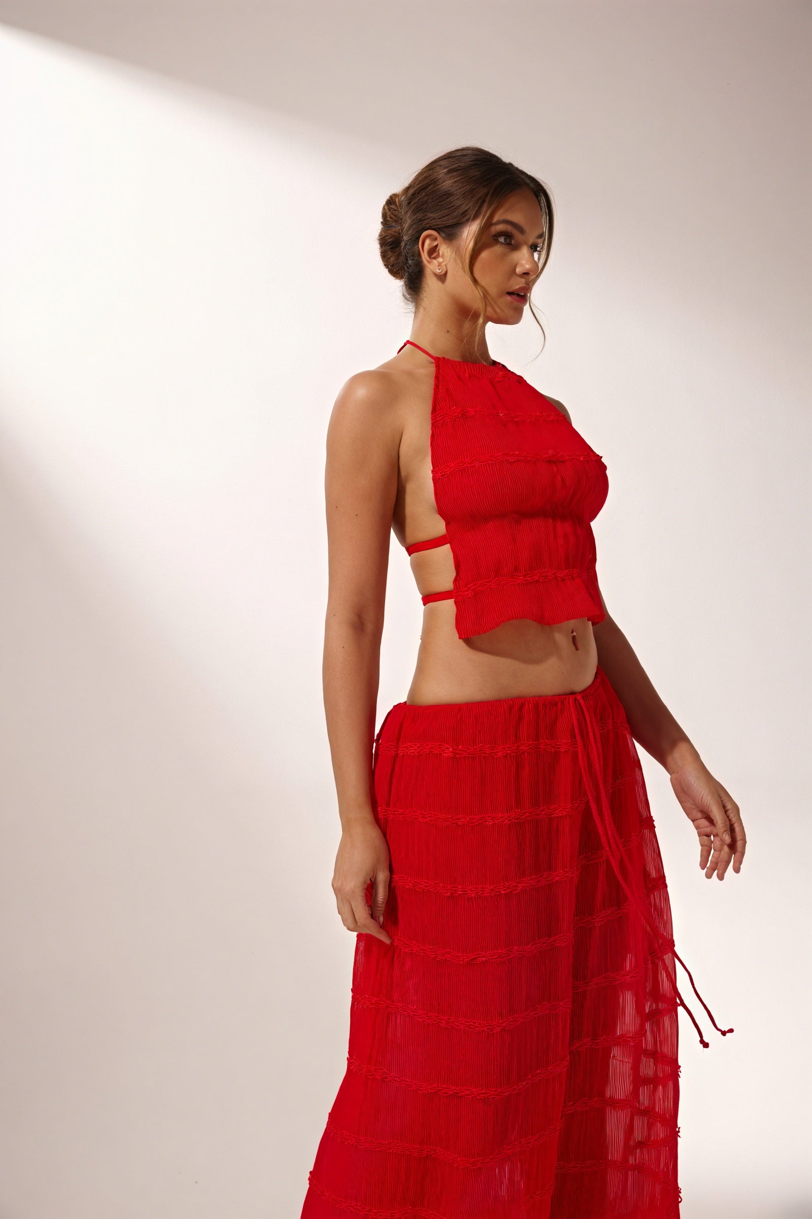 Halter Crop Top & Flowing Maxi Skirt Set