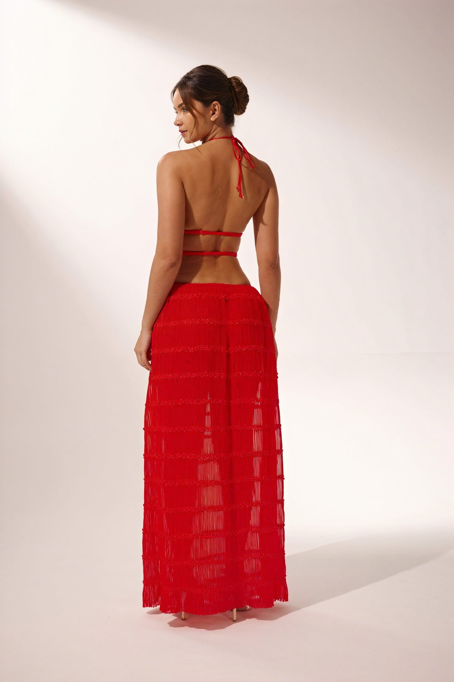 Halter Crop Top & Flowing Maxi Skirt Set