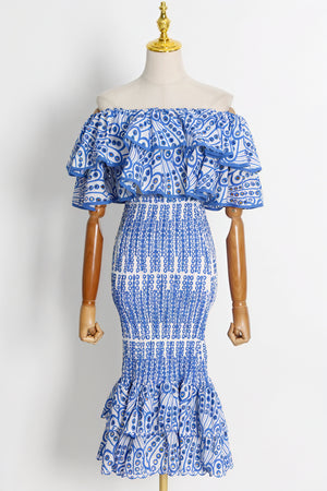 Ruffled Two-Piece Set - Embroidered Details
