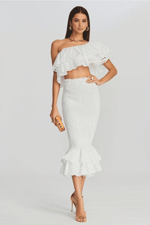 Ruffled Two-Piece Set - Embroidered Details