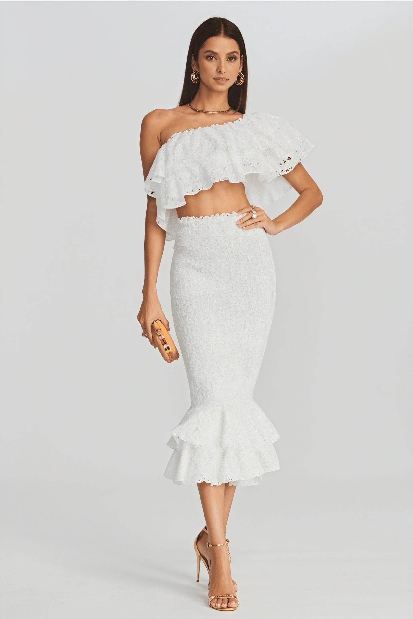 Ruffled Two-Piece Set - Embroidered Details