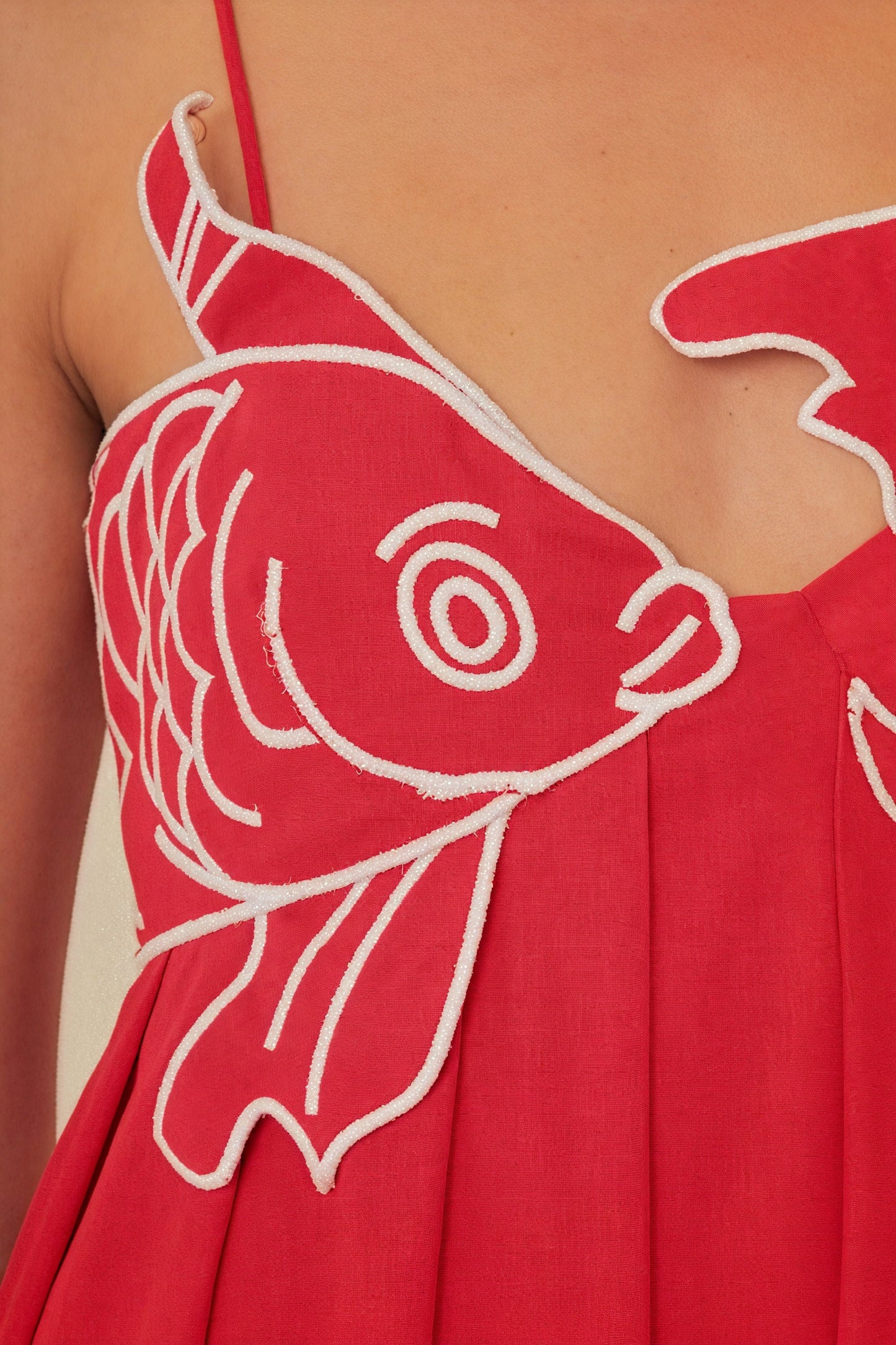 Fish Applique Floor-Length Maxi Dress