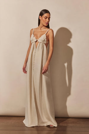 Floral Maxi Dress - Button-Down Front, Slit