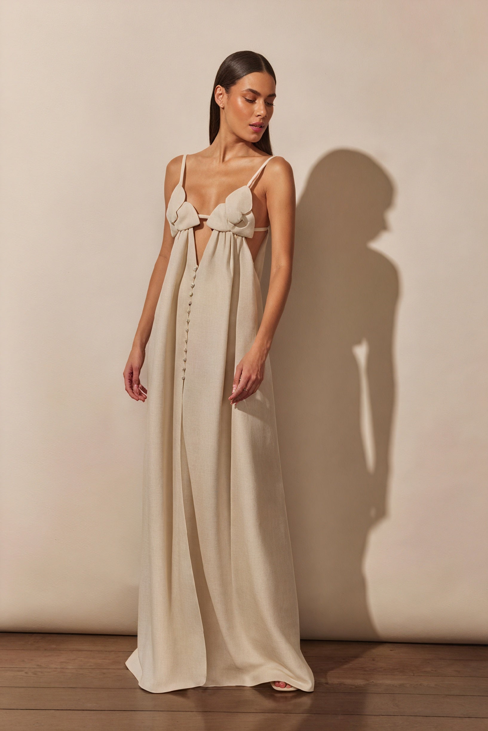 Floral Maxi Dress - Button-Down Front, Slit