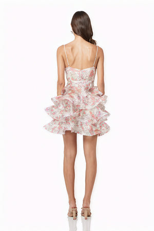 Floral Ruffle Dress - Spaghetti Strap