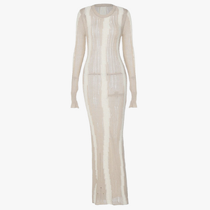 Ribbed Knit Dress with Perforated Details