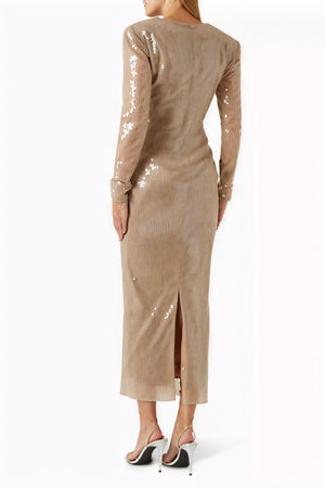 Sequin Gown - V-Neck, Cutout Evening Dress