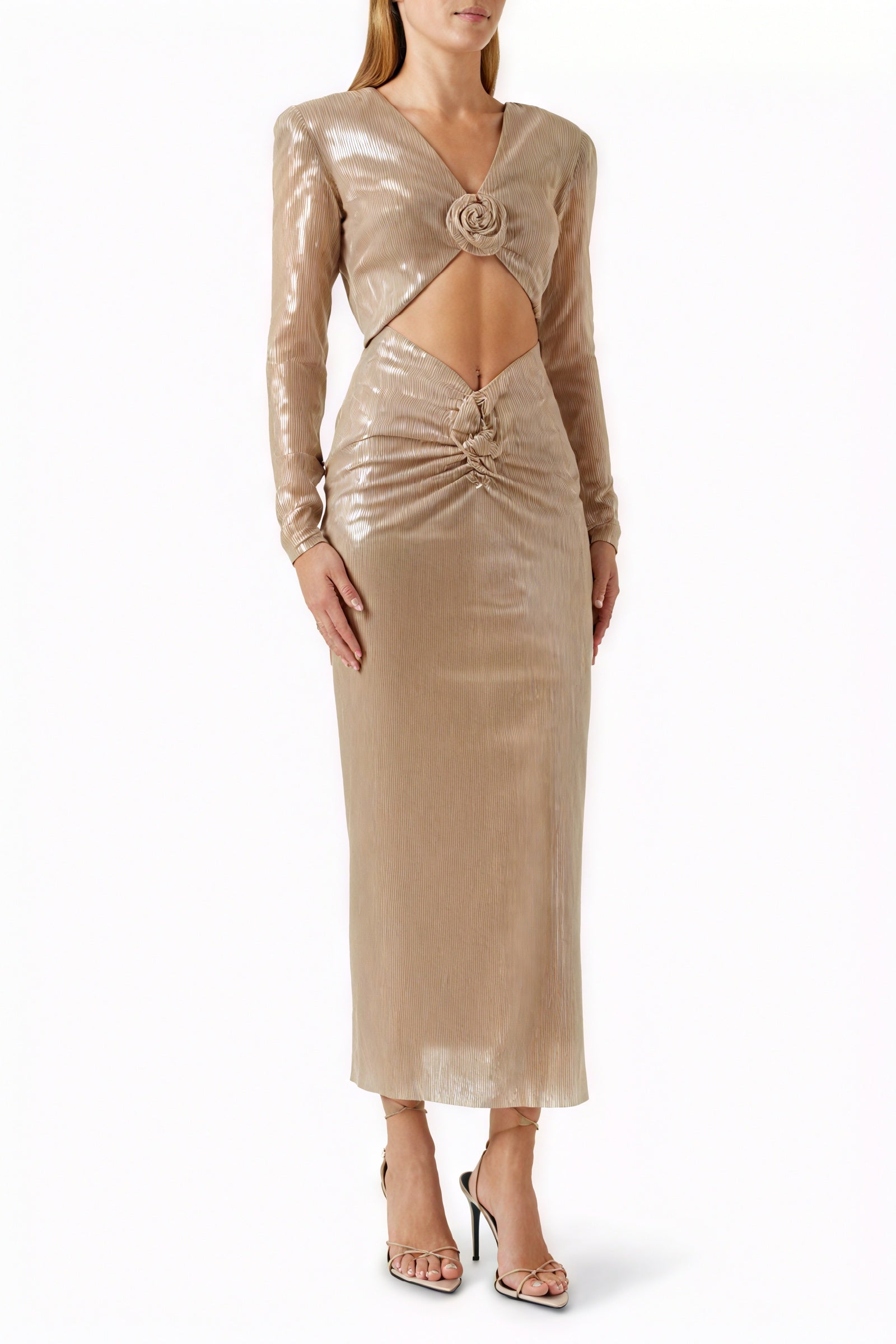 Sequin Gown - V-Neck, Cutout Evening Dress
