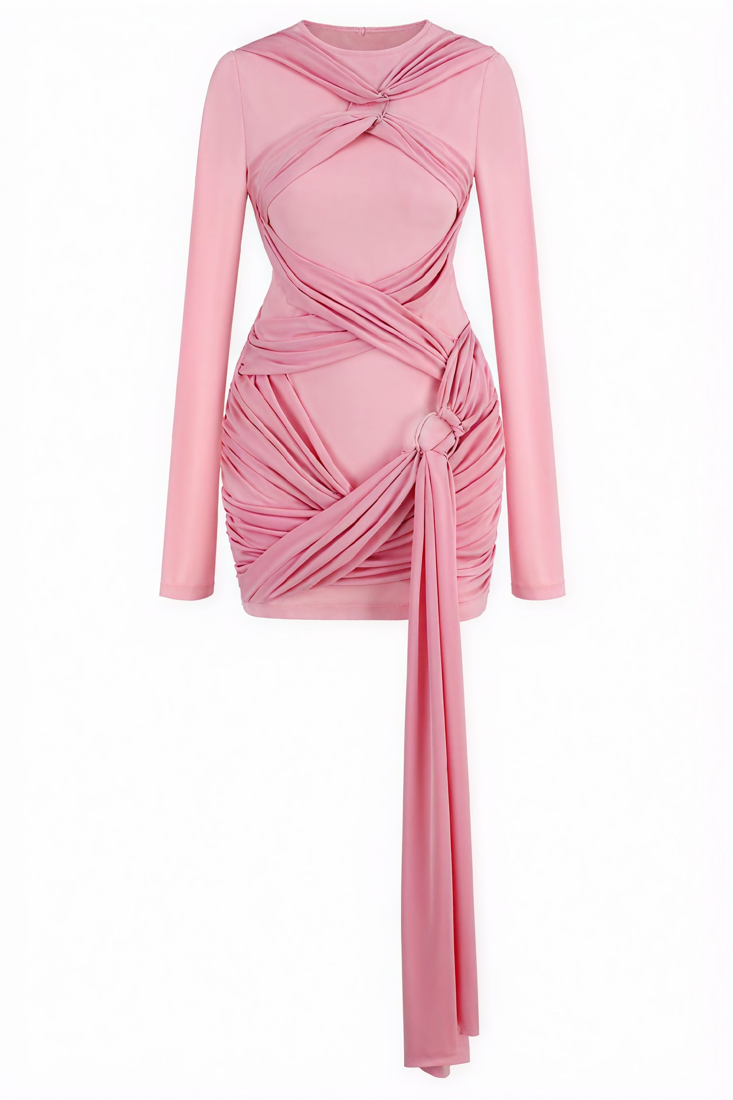 Draped Mini Dress - Asymmetrical Design