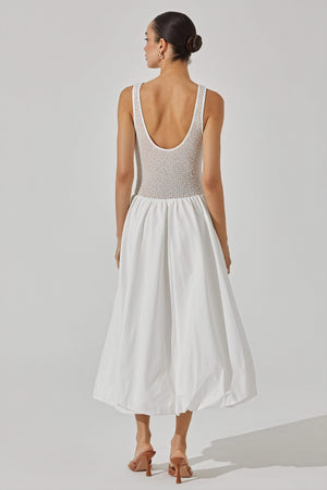 Textured Bodice High-Waisted Midi Dress