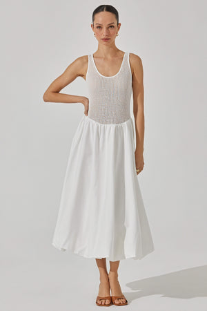 Textured Bodice High-Waisted Midi Dress