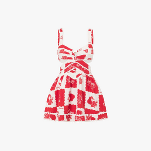 Floral Cut-Out Mini Dress - Red & White