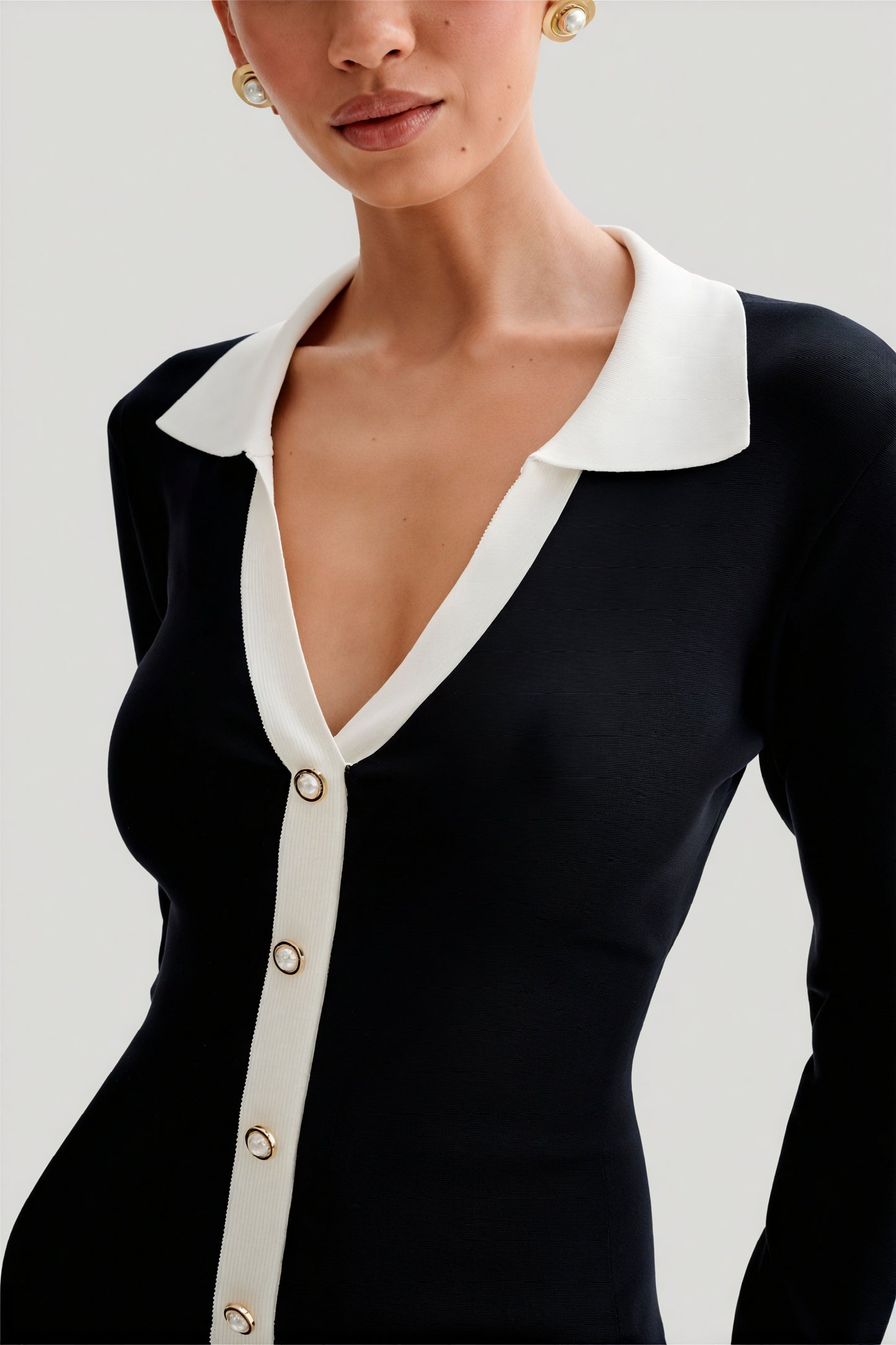 Ribbed Knit Dress with Ruffle Hem & Details