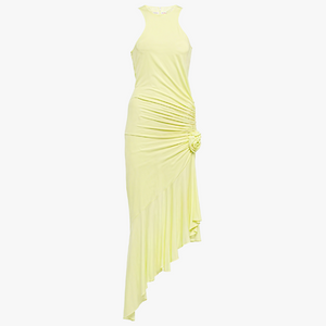 Asymmetrical Cocktail Dress - Sheer Overlay