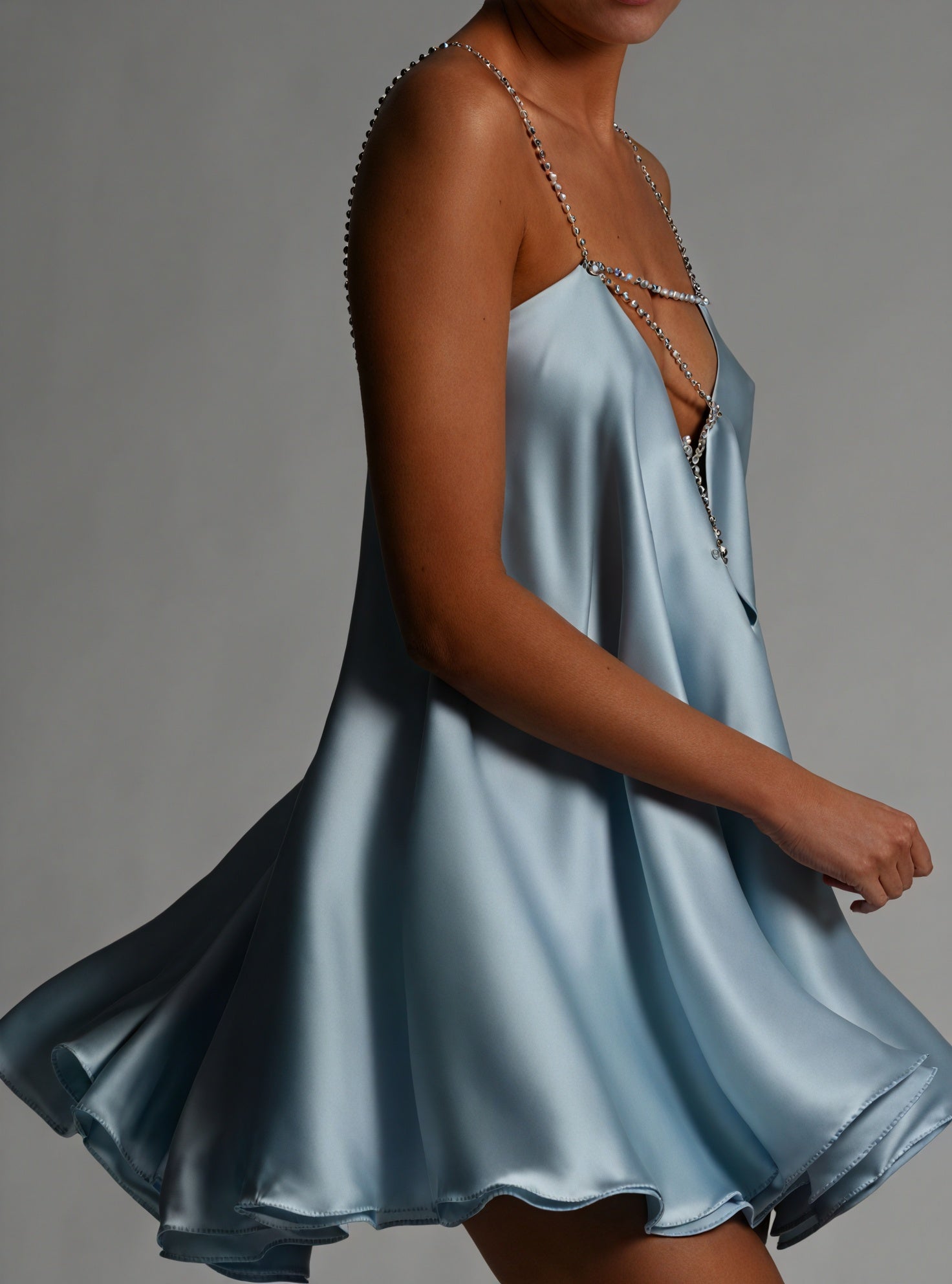 Chain Strap A-Line Mini Dress