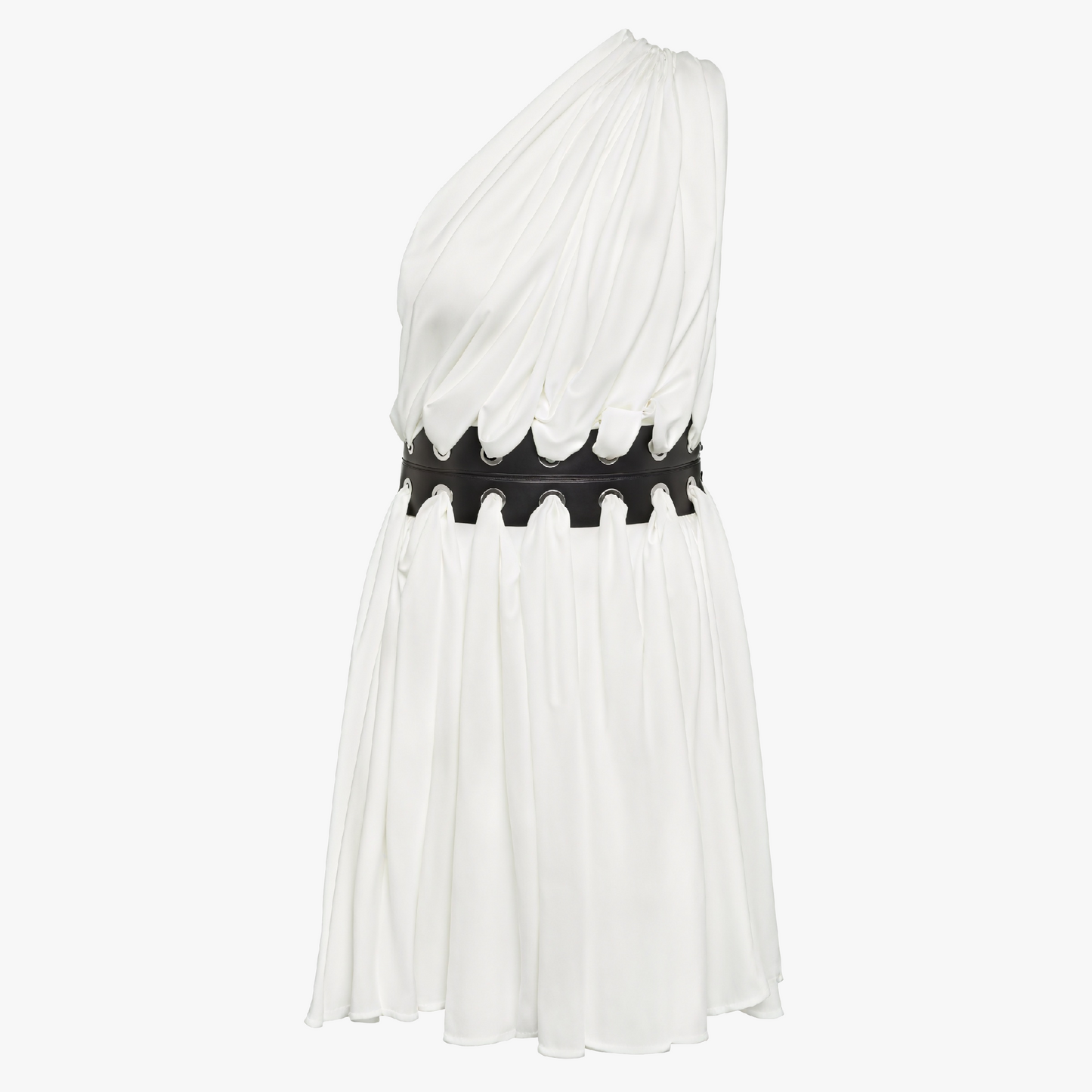 Asymmetrical Cocktail Dress with Leather Belt