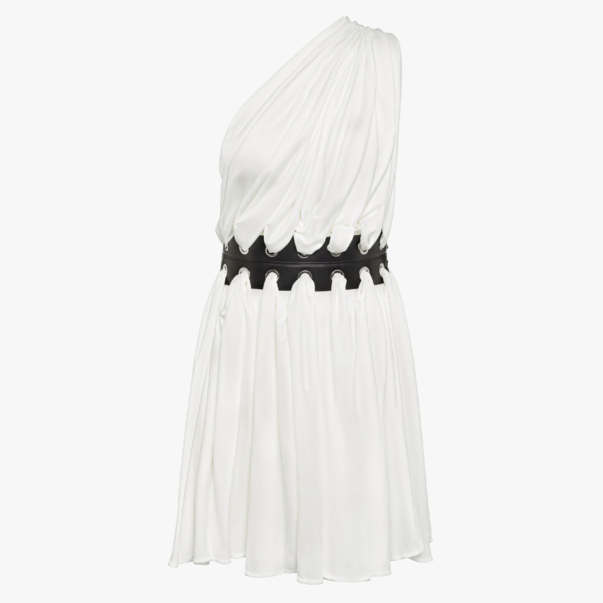 Asymmetrical Cocktail Dress with Leather Belt