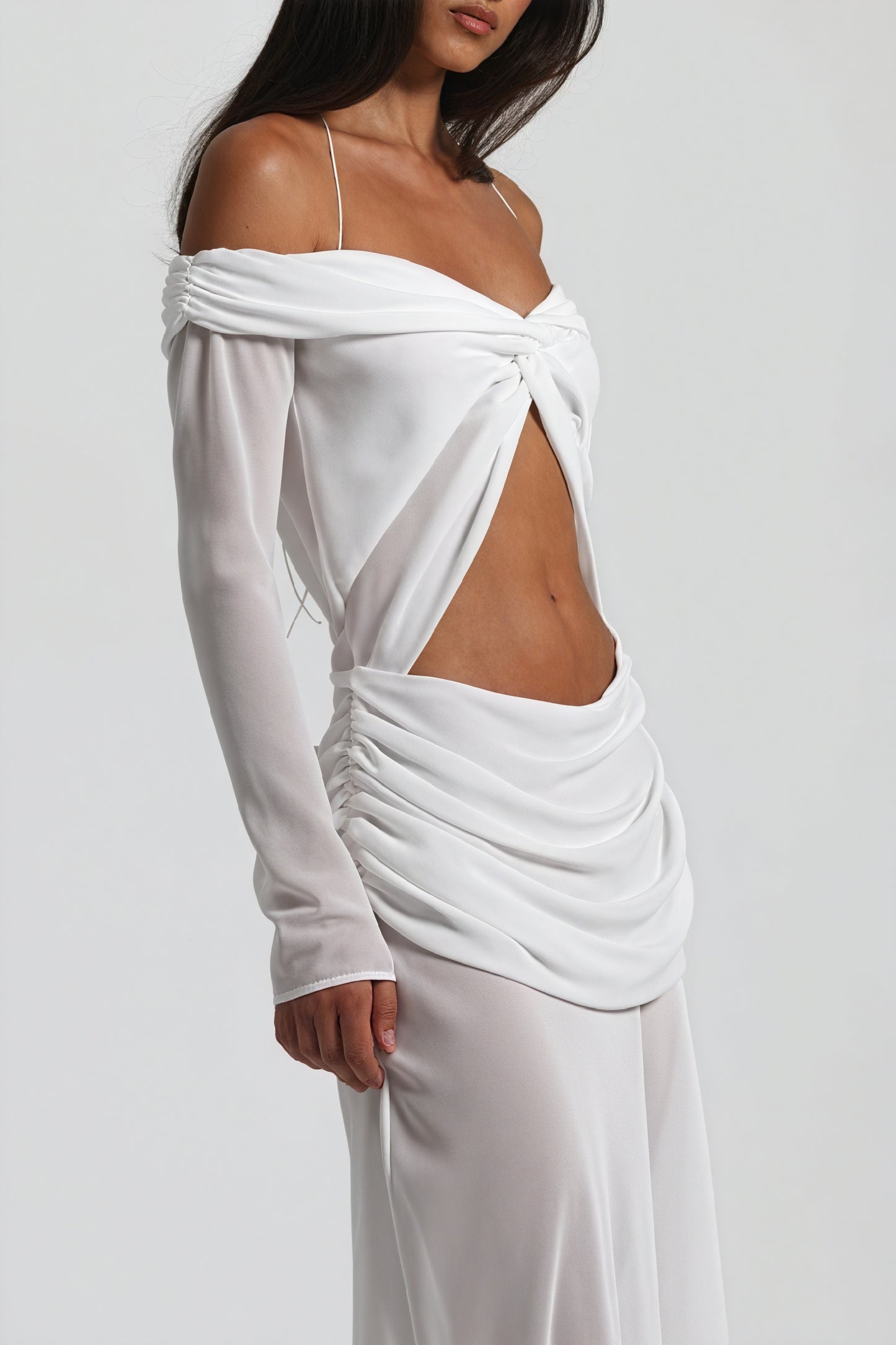 Draped Knot Gown with Keyhole Accent