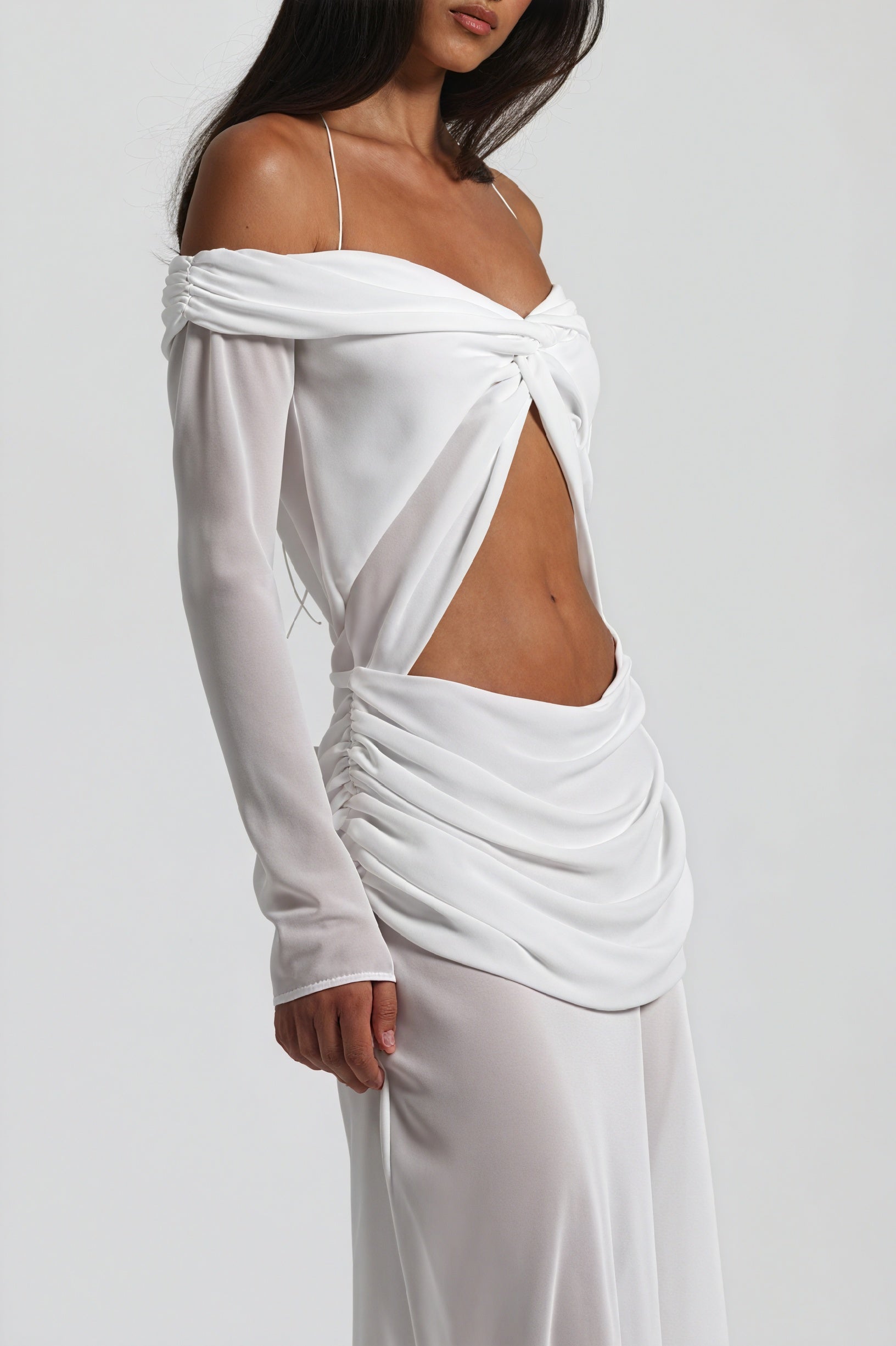 Draped Knot Gown with Keyhole Accent