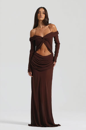 Draped Knot Gown with Keyhole Accent