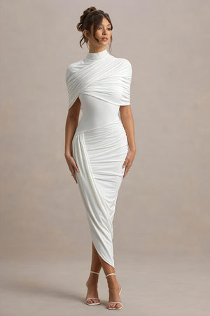 Draped Asymmetrical Midi - Cocktail Dress