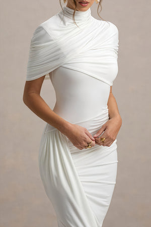 Draped Asymmetrical Midi - Cocktail Dress