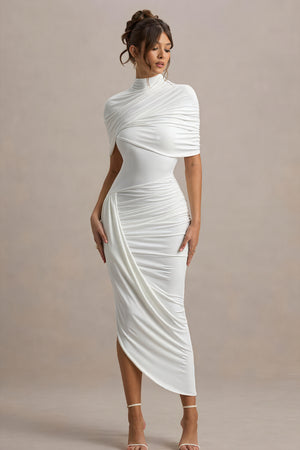 Draped Asymmetrical Midi - Cocktail Dress