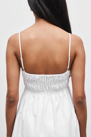 White Maxi Dress - Square Neck & Side Pockets