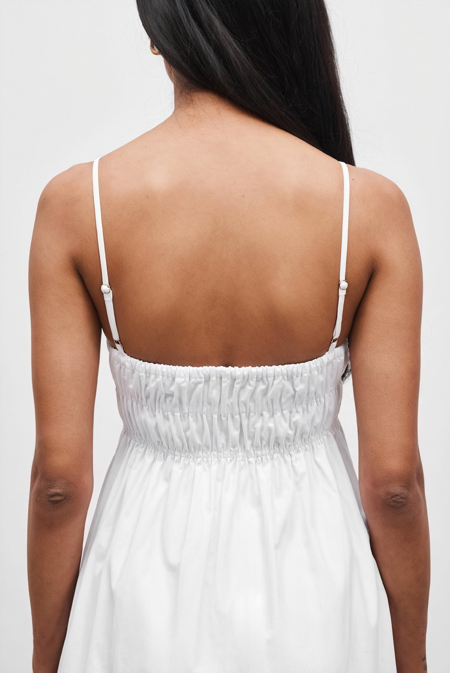 White Maxi Dress - Square Neck & Side Pockets