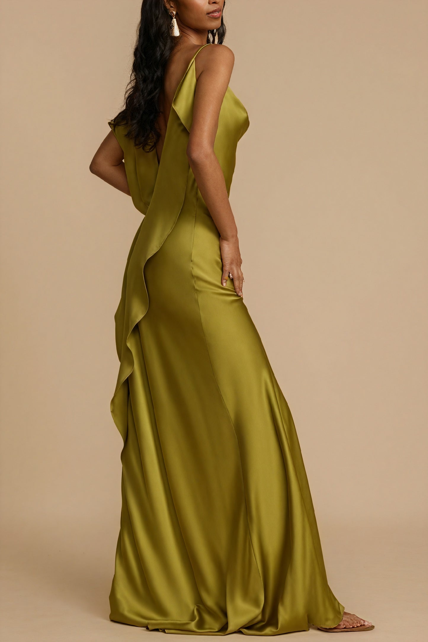 Silky Drape Gown with Statement Slit