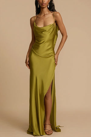 Silky Drape Gown with Statement Slit