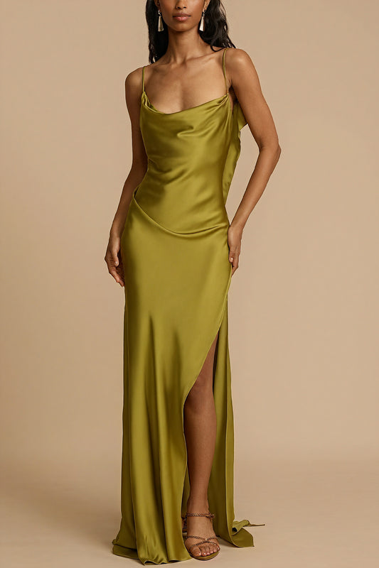 Silky Drape Gown with Statement Slit