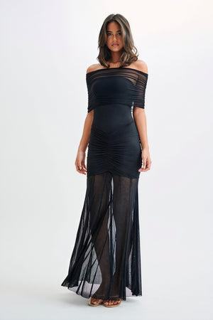 Strapless Maxi Dress - Flowing Floor-Length Skirt