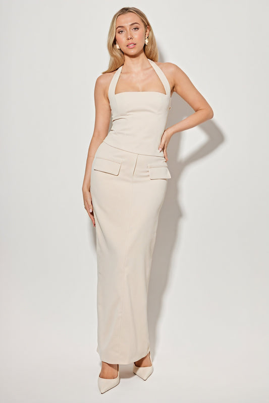 Minimalist Halter Neck Floor-Length Gown