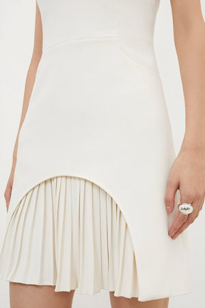 Sculpted Dress - Fitted Bodice, Pleated Panel