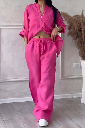 Relaxed Linen Outfit - Wide Leg Trousers