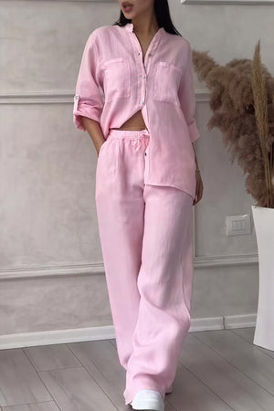 Relaxed Linen Outfit - Wide Leg Trousers