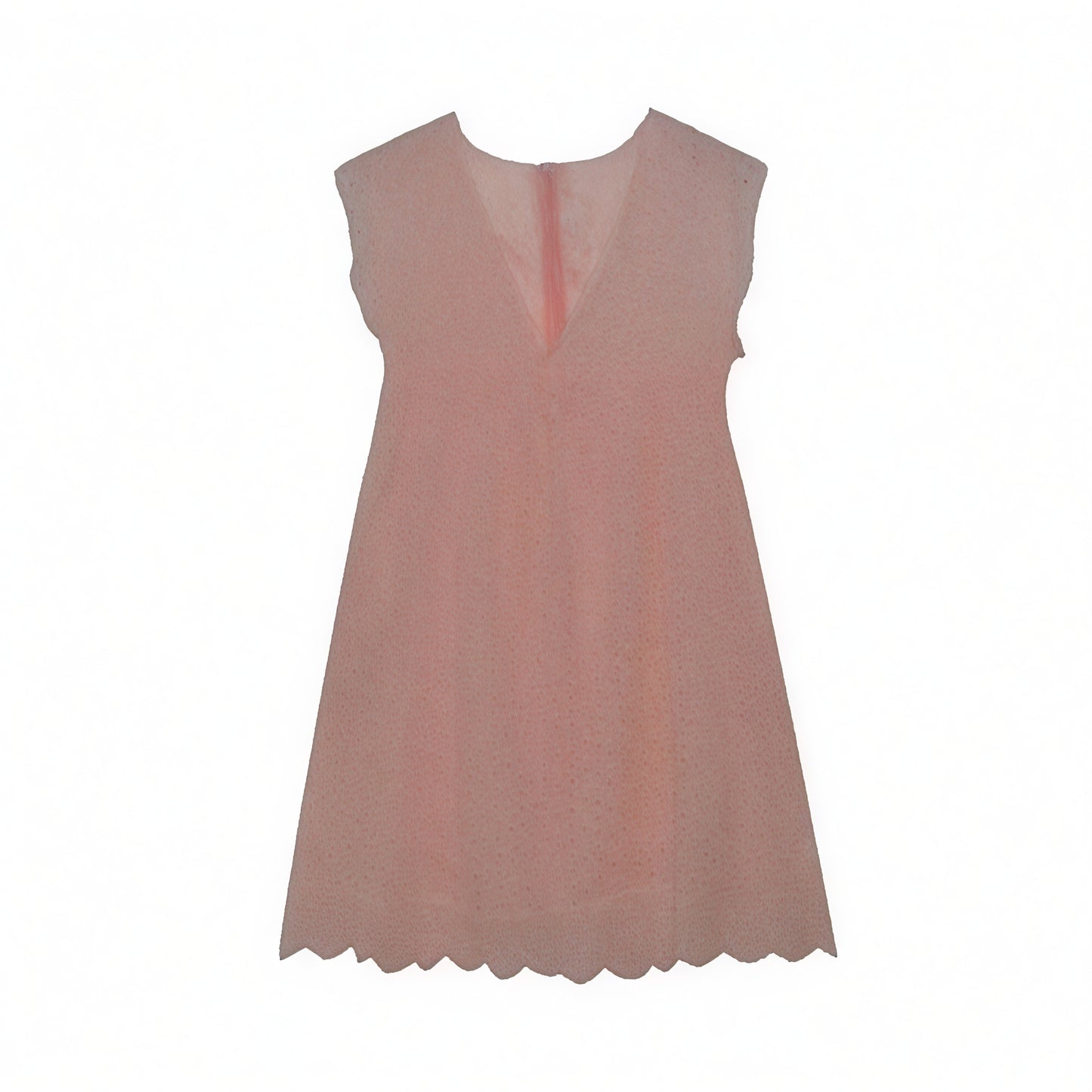 Women's Perforated V-Neck Sleeveless Dress with Scalloped Hem - Breathable Summer Chic-81587-cbd7c70c-9d47-45e6-aa5a-e12eb9aef510