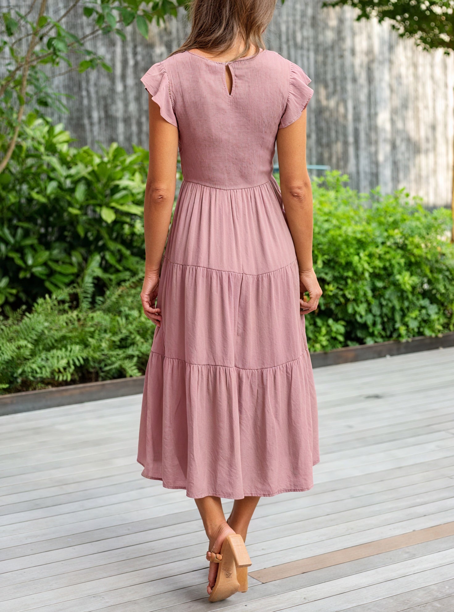 Women's Tiered Ruffle Sleeve Dress - Flowy Round Neck Casual Summer Comfort-81634-705bb2d7-229a-42a9-8f86-a547f807efc4
