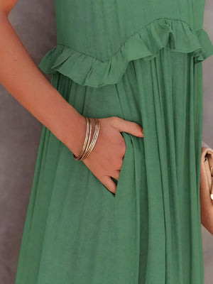 Maxi Dress Halter Neck Ruffled Detailing Flowy Lightweight Design Versatile Summer-81649-98b34644-83a5-4cea-9e56-fa84022ece9e