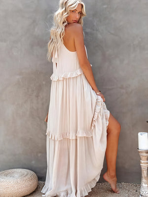 Maxi Dress Halter Neck Ruffled Detailing Flowy Lightweight Design Versatile Summer-81649-7c2082db-b5b9-4f9c-8e84-e0d567c62d43